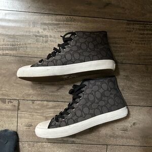 Coach Black and Gray Patterned High-Top Sneakers